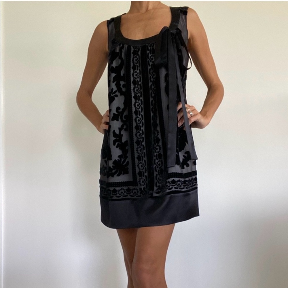 Hale Bob XSmall Silk Burnout Velvet Shift Dress